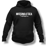 black missing at sea hoodie with death baits logo and missing at sea logo