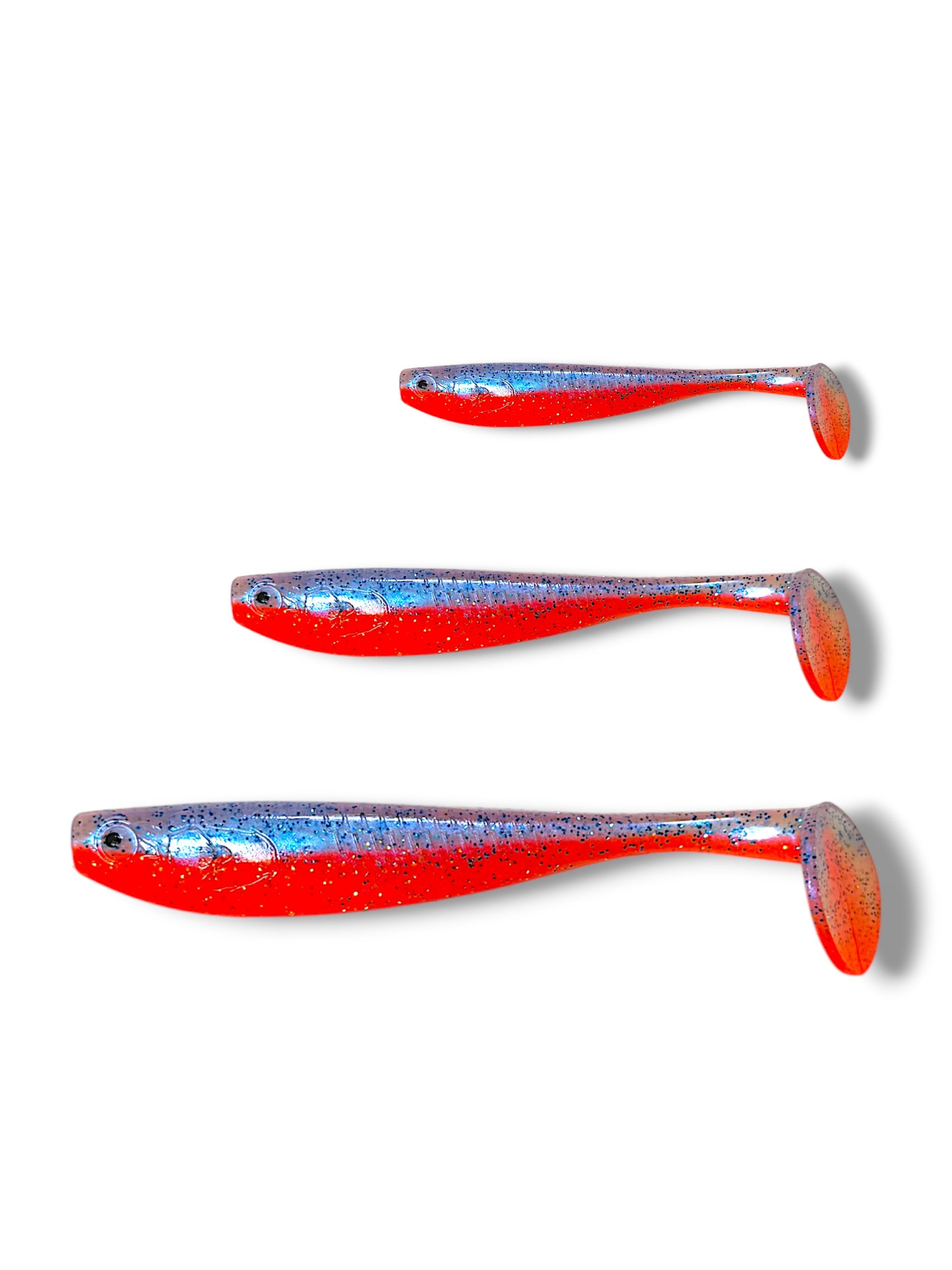 7 inch, 5 inch & 3.25 inch paddle tail for barra, jacks, jew fish, cod
