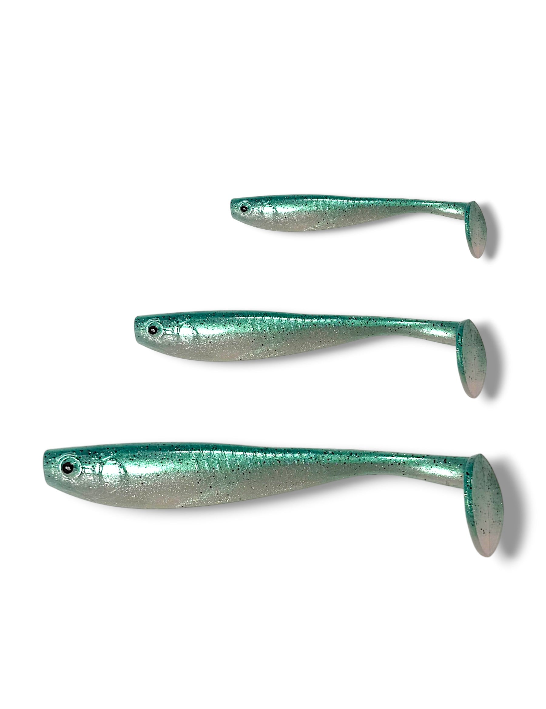 7 inch, 5 inch & 3.25 inch paddle tail for barra, jacks, jew fish, cod