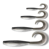 7.5 inch, 5.5 inch, 3.5 inch, 2.5 inch grub tail soft plastic lure for barra, jacks, jew fish, perch, flathead, bream, offshore fish

