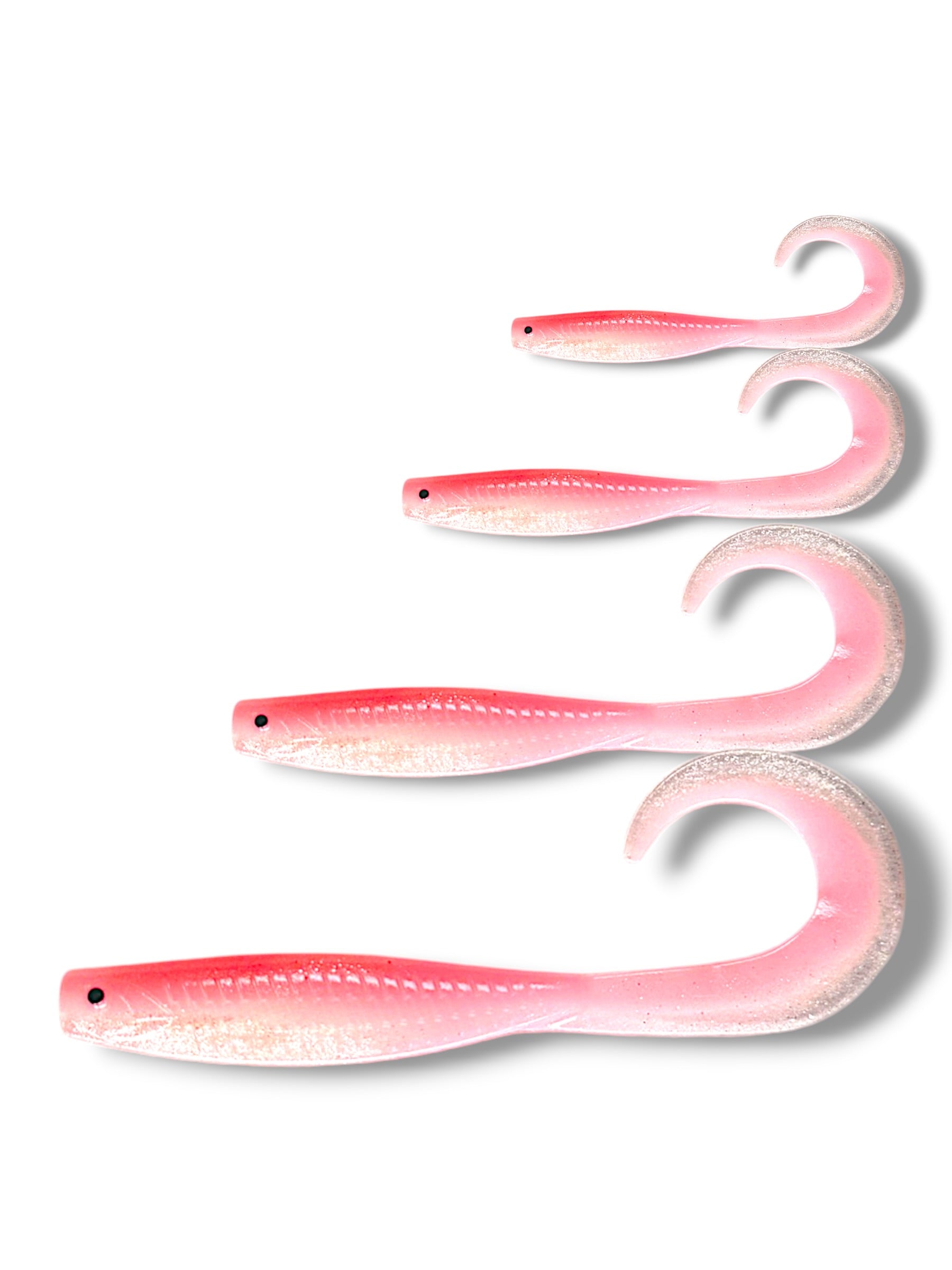 7.5 inch, 5.5 inch, 3.5 inch, 2.5 inch grub tail soft plastic lure for barra, jacks, jew fish, perch, flathead, bream, offshore fish
