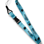 Blue lanyard with black 'missing at sea' branding