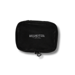 Black mesh pouch with 'MISSING AT SEA' branding on a white background